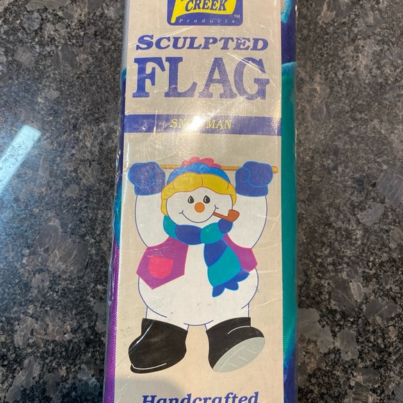Vtg Meadow Creak Sculpted Flag Christmas Holiday Snowman Large Size 28 x 40" NEW - Picture 6 of 6